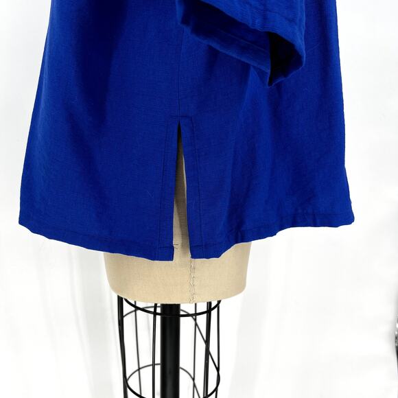 Niche Relaxed Fit V-Neck Exposed Seam Lagenlook Top Large Cobalt Blue - Picture 6 of 9